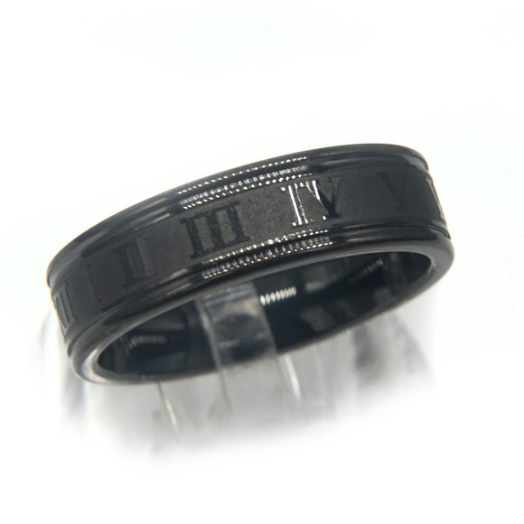 Mens black roman numeral ring. - Picture 2 of 4